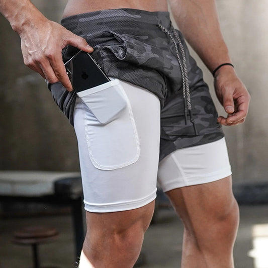 Mens 2 In 1 Gym/Running and Compression Shorts