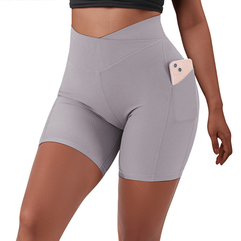 High Waisted Yoga Shorts with Pocket