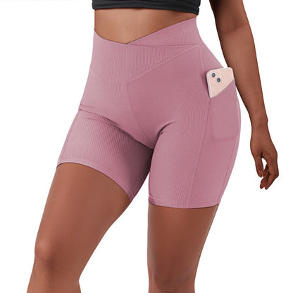 High Waisted Yoga Shorts with Pocket