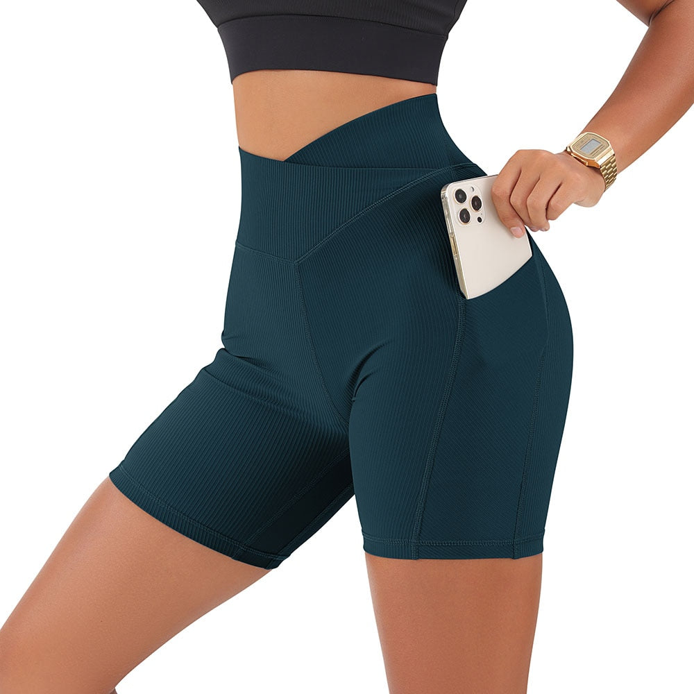 High Waisted Yoga Shorts with Pocket