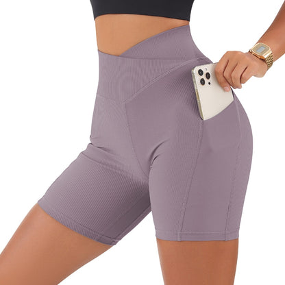 High Waisted Yoga Shorts with Pocket