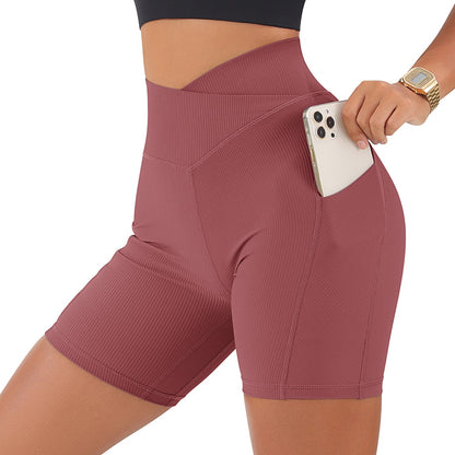 High Waisted Yoga Shorts with Pocket