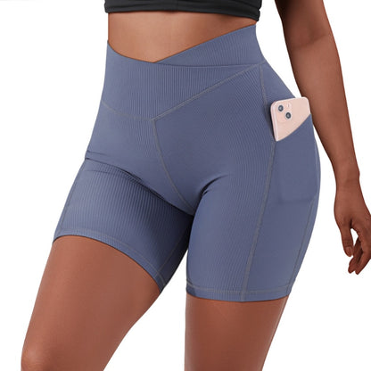 High Waisted Yoga Shorts with Pocket