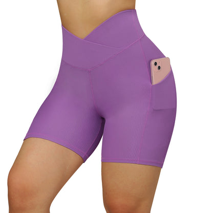 High Waisted Yoga Shorts with Pocket