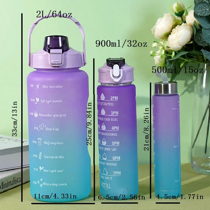 3PCS Motivational Water Bottle Set