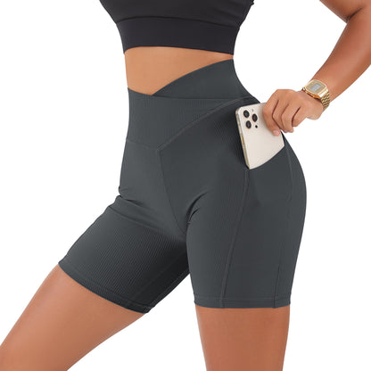 High Waisted Yoga Shorts with Pocket