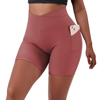 High Waisted Yoga Shorts with Pocket