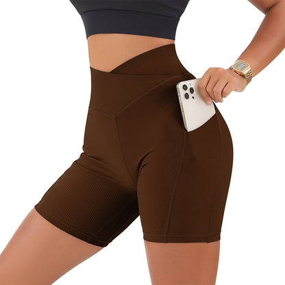 High Waisted Yoga Shorts with Pocket