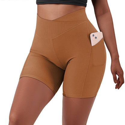 High Waisted Yoga Shorts with Pocket