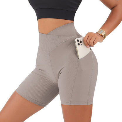 High Waisted Yoga Shorts with Pocket