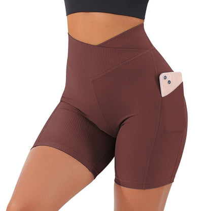 High Waisted Yoga Shorts with Pocket