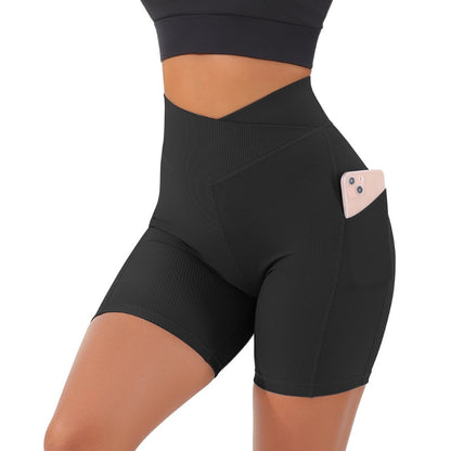 High Waisted Yoga Shorts with Pocket