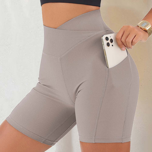 High Waisted Yoga Shorts with Pocket